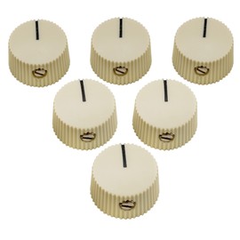 Musiclily Pro Imperial 1/4" Inch Plastic Vintage Barrel Guitar Amplifier Control Knobs with Set Screw for Fender Amp Style Solid Shaft CTS Pots, Cream (Set of 6)