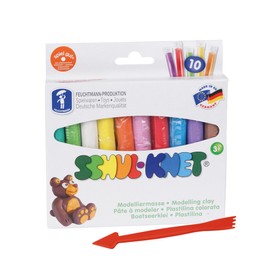 Feuchtmann SCHUL-KNET Basic + Kneading Set 10 x 18 g Children's Clay with Modelling Tool Vegan Gluten-Free Play Clay Non-Drying Clay Non-Toxic Modelling Clay