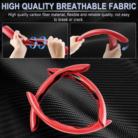 Amiss 3pcs Carbon Fiber Anti-Skid Steering Wheel Cover, Waterproof & Segmented Butterfly Design, Universal 99% Vehicle Wheel Cover Protector, Car Interior Accessories, Red