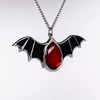 Gothic Black Bat Wings and Blood Red Stone Pewter Pendant