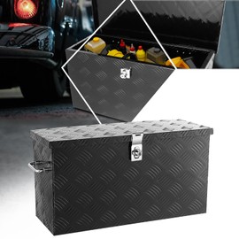 PM PERFORMOTOR Heavy Duty Diamond Plate Tool Box, Truck Storage Organizer Chest for Pick Up Truck Bed, RV Trailer with Fixed Side Handles and Keys, 27.2'' W x 9.4''D x 12.6" H, Powdercoated Black