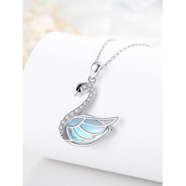 Dreamboat Sterling Silver Swan Necklace for Women Bird Swan Pendant Moonstone Delicate Elegant Jewelry Gifts for Women