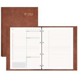 EMSHOI Undated Daily Planner - A4 Large to Do List Notebook Appointment Book for Productivity Time Management, with Hourly Planner Refills, Hardcover Binder Leather Journal - 240 Pages, 8.5x11
