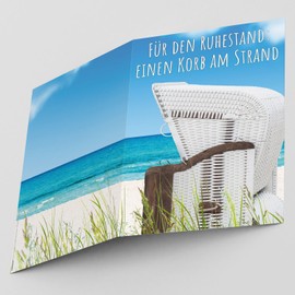 A4 XXL Retirement Card Beach Basket with Envelope – Elegant Farewell Card for Retirement Pension Retirement Card for Colleagues Employees Boss of BREITENWERK