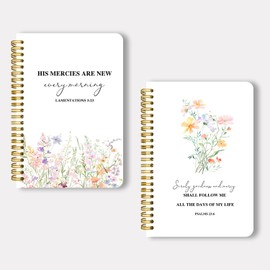 2pcs Inspirational Spiral Notebook with Inspirational Bible Verses----Surely goodness and mercy shall follow me all the days of my life---Psalms 23:6 . 50 Pages 5.5x 8.3inch, Ideal Birthday or