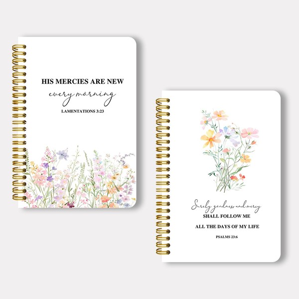 2pcs Inspirational Spiral Notebook with Inspirational Bible Verses----Surely goodness and