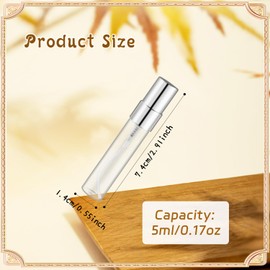 50 Pcs 5ml/0.17oz Fine Mist Glass Bottle Mini Transparent Spray Vials Empty Refillable Perfume Bottles for Cosmetic Perfume Liquid Sample DIY Sprays - Silver Lids