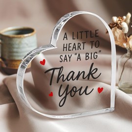 Joy Crafters Thank You Sign Heart Shaped Acrylic Plaque, Thank You Gifts for Women Men Family, Appreciation Gifts For Coworkers, Boss, Teachers, Friends, Inspirational Plaque Table Decor