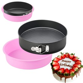 ARNISION Springform Pan Set - Nonstick Cheesecake Pan with Removable Bottom, Leakproof Protector, 10 Parchment Paper Liners (9INCH ROUND)