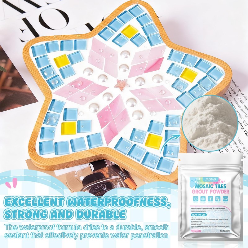 JAOJAO 10.6Oz Mosaic Grout Powder Mosaic Grout for Crafts White