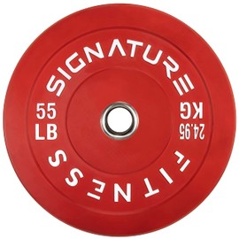 Signature Fitness 2" Olympic Bumper Plate Weight Plates with Steel Hub, 55LB, Colored, Single
