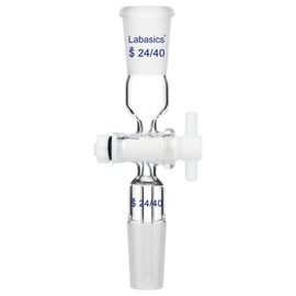 Labasics Vacuum Flow Control Adapter, Borosilicate Glass with PTFE Stopcock, Dual 24/40 Joints for Laboratory Distillation and Gas Control, Chemical Resistant Adapter for Precise Flow Regulation