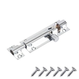 Door Bolts 75mm Straight Polished Chrome Barrel Side Lock Pack of 1 Door Latch with Screws Tower Bolt Locks for Bedroom Bathroom Toilet Shed Gate Cupboards and Cabinets.
