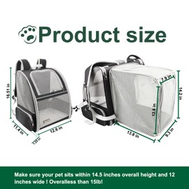 Texsens Cat Backpack - Expandable Pet Carrier for Medium Cats and Small Dogs up to 17 lbs - Breathable, Collapsible & Soft Cat Travel Bag for Outdoor Hiking (Black)