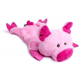 Petface Farmyard Buddies Crinkle Flat Pig Plush Dog Toy, Pink
