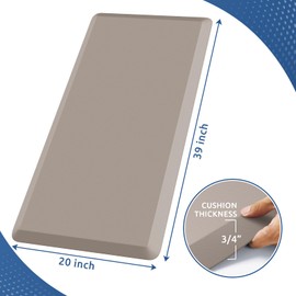 KitchenClouds Kitchen Mat Cushioned Anti Fatigue Rug 20"x39" Waterproof, Non Slip, Standing and Comfort Desk/Floor Mats for House Sink Office (Khaki)