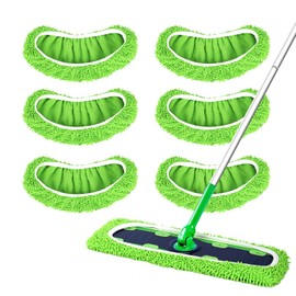 Yicotira 6 Pack XL Reusable Microfiber Mop Pads for Swiffer XL Mop - Dry Sweeping & Wet Mopping Cloths for Floor, Wall & Window Cleaning