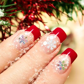 Baluue 3 Cajas DecoracióN De Uñas Navideñas Con Lentejuelas De Copos De Nieve Brillantes Accesorios Para Manicura FáCil De Aplicar Para Mujer