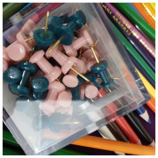 Unbranded Pink and Green Push Pins Drawing Cork Board Nails