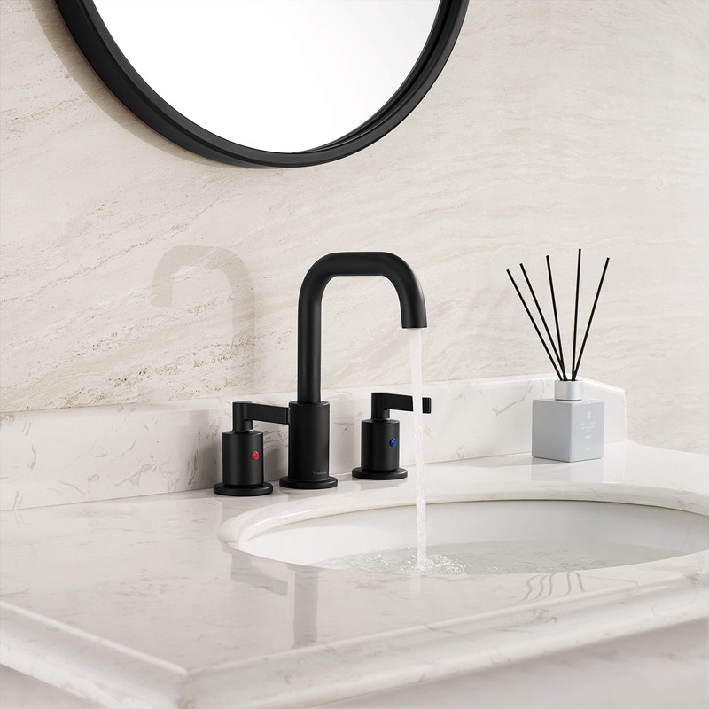 Matte Black 8 Inch Widespread Bathroom Sink Faucet 3 Holes
