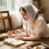 White Lace Head Scarf, Floral Apron Triangle White Head Scarf