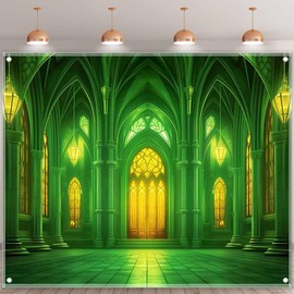 Yriujul Polyester 10x8ft Green Castle Backdrop Fairytale Movie Photography Background Wonderland Birthday Kids Party Decorations Photo Booth Props