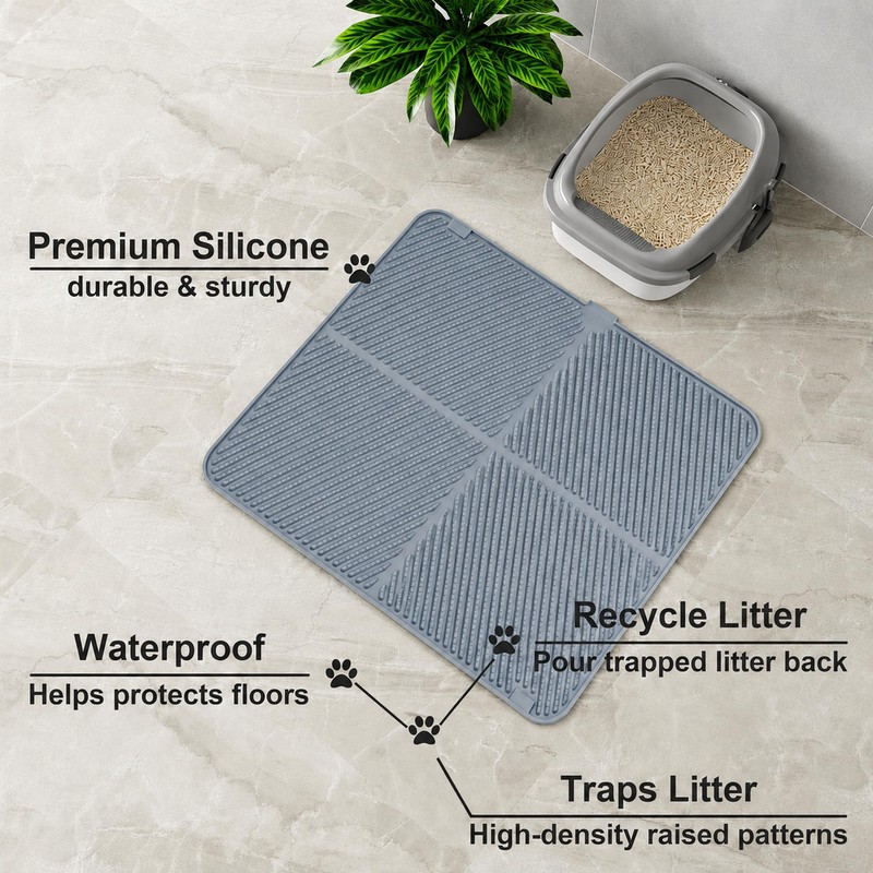 Silicone Cat Litter Mat 30" x 23",Large Waterproof Cat Pad