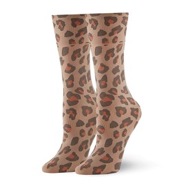 HUE Women's Leopard Trouser Sock, Cashew, One Size