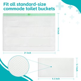 60 Pack Commode Liners with 60 Super Absorbent Pads, Disposable Leakproof Bedside Commode Bags, Universal Fit for Standard Toilet Chair Buckets(60 Bags+60 Pads) (60PACK)