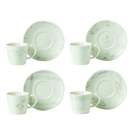 Lenox Oyster Bay 8Pc Espresso Cup & Saucer Set, 2.30 LB, White