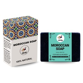iShilp Moroccan Bath Soap Pack of 2 | Body Tan Removal Soap for Women and Men for Skin care with Vitamin e | Moroccan Black Natural Soap Pack of 2