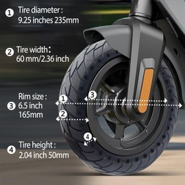 GYL 60/70-6.5 Scooter Tire: 10x2.5 Solid Rubber Back Tire Replacement for Segway Ninebot MAX G2 G30 G30LP Gotrax G5 G6 Electric Scooter, 10 Inch 10x2.50-6.5 Tubeless Honeycomb Front Rear Wheels 2pcs