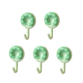 KZhuim Doughnut Shaped Wall Hooks 5-Pack - 6 Color Set Options, No Drill Adhesive Hangers for Home Organization (ABS, 3.3lbs Capacity) (Green)