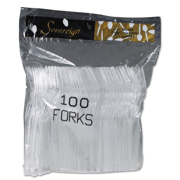 Sovereign Clear Premium Plastic Forks 100 Per Bag