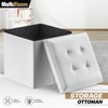 MoNiBloom Small Ottoman with Storage, 15 Inch Faux Leather Flip