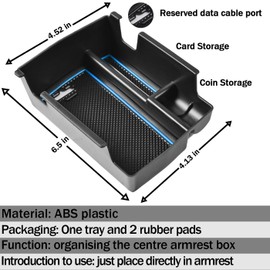 TACOBRO Center Console Organizer Tray Compatible with Jeep Compass 2022 2023 2024 2025 Accessories Insert Armrest Glove Box Secondary Storage Divider ABS Materials，Blue