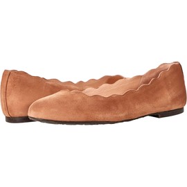 French Sole Jigsaw - Flats for Women - Leather Lining - Rubber Outsole - Scalloped Topline - Rounded Toe Makeup Suede 8.5 M