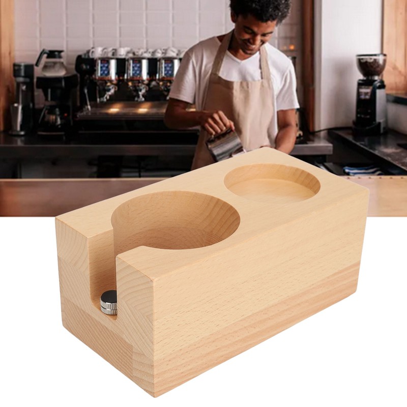 Wooden Coffee Tamper Station Stable Prevent Slip Coffee Tamper Holder