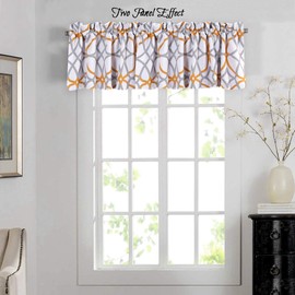 H.VERSAILTEX Blackout Curtain Valances for Kitchen Thermal Insulated Window Valances for Living Room Rod Pocket Short Curtain 1 Panel, 52x18 inch, Mustard and Grey