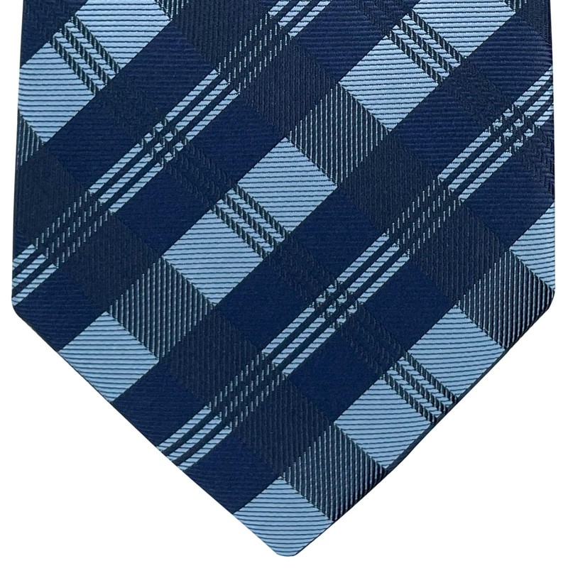Retreez Tartan Check Patterns Woven Microfiber Men's Tie - Blue