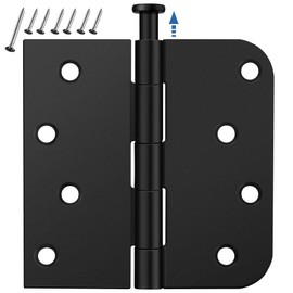 3 Pack Matte Black Door Hinges 4 Inch, Exterior Door Hinges with 5/8" Radius & Square Corners, Removable Pin, Perfect for Heavy-Duty Front & Back Door, Anti-Rust & No Squeaks