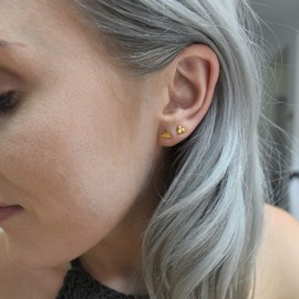 Womens Tiny Triple Ball Cluster Push-Back Stud Earrings in Sterling Silver White Gold Finish