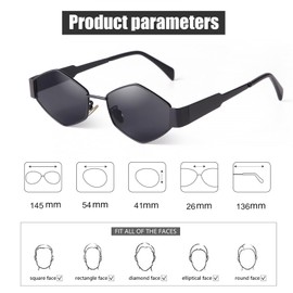 ADEWU Women's Sunglasses Gold Vintage Slim Glasses Hexagonal Metal Frame Retro UV400