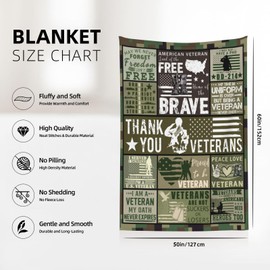 Veterans Day Gifts for Men, Vietnam Veteran Gifts, Hard Head Veterans Gifts for Navy/Army/Air Force, Veteran Day Gift Ideas, Proud Patriotic Veteran Blanket for Father's Day, Christmas,60"X 50"
