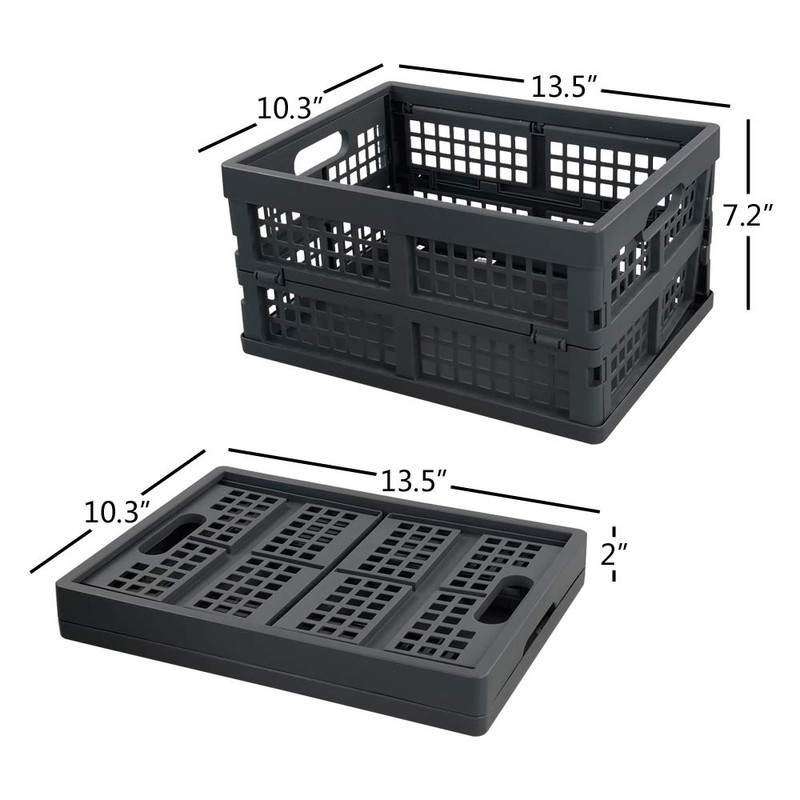 Ggbin 16 Liter Folding Plastic Containers, Grey Plastic Crate, 2