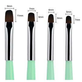 Beaute Galleria 4 Pieces Gel Nail Brush Set (Size 6, 8, 10, 14) for Gel Nail Extensions, UV Builder, Nail Tips Builder, Polygel Nails, Gel Sculpting, Nylon Hair Nail Art Painting Pen