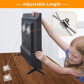 Efocakiox Adjustable 42" TV Safety Straps, Anti-Tip Adhesive Furniture Wall Anchors Kit for Baby Proofing, No Drilling Secure Flat Screens TV to Wall, Cabinet, Stand, Desk, Dresser, Bookshelf-6Pack