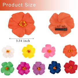 KIUEZIR Hawaiian Flower Hair Clips for Women, 9PCS Hibiscus Hair Clip for Thick Thin Hair 3.5Inch Artificial Flower Hair Barrettes, Cute Summers Tropical Hair Accessories for Vacation Beach Party