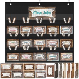 Fulmoon 86 Pcs Class Jobs Pocket Chart Set Teacher's Helper Boho Classroom Management Educational Pocket Chart Boho Classroom Bulletin Board Decor for Back to School Supplies (Home Sweet)