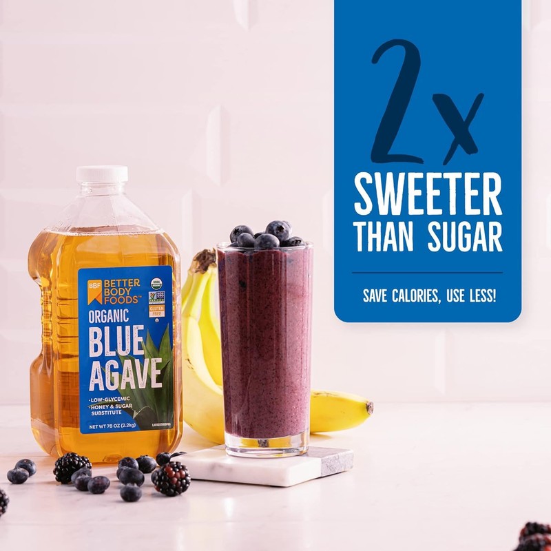 BetterBody Foods Organic Blue Agave, Low Glycemic Sweetener, 78 oz